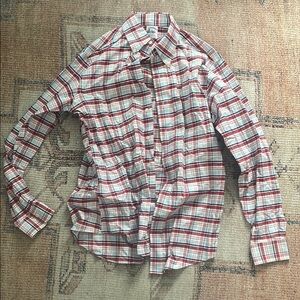 Brooks Brothers Men's Red, Blue and White Plaid Shirt (size Medium)